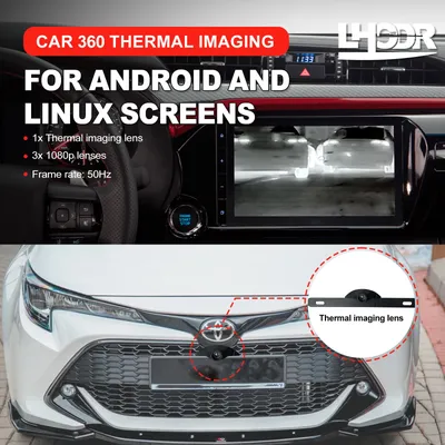 LHODR Car Thermal Imager Thermal Imaging Camera 360 4-way viewing angle for car Android screen and linux with AV interfac