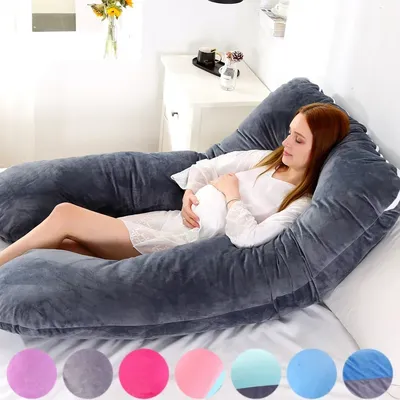 Soft Fleece Pregnant Pillow Gravida U Type Lumbar Pillow Multi Function Side Cushion for Pregnancy Women Pillowcase PP Cotton