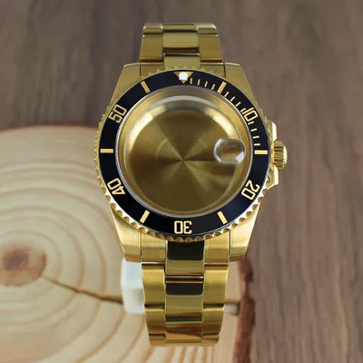 NH35 Gold 40mm Diver Watch Case watch accessories Sapphire for Seiko NH35 NH36 8215 2824 sub Case Oyster Bracelet Slide Buckle