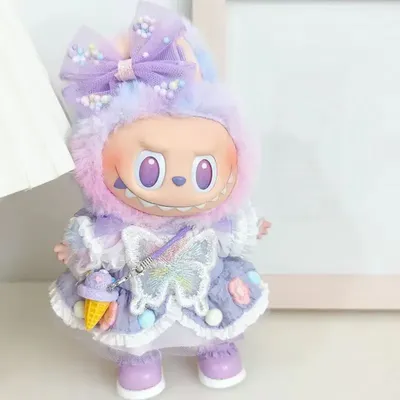 Labubu V3 0 High Energy Vinyl Plush Doll Blind Box Pendant Lucky Purple Butterfly Fairy Baby Clothes Skirt Cute Kawaii Fashion