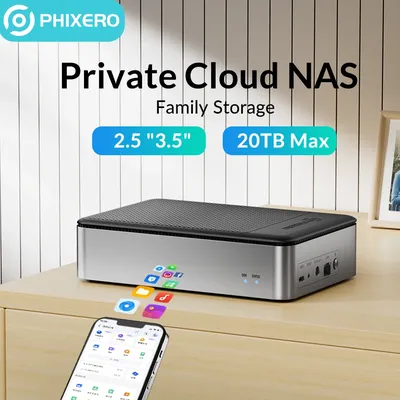 PHIXERO Private NAS Storage HDD Hard Drive Enclosure Network Box With Automatic Backup Remote Access External Enclosure Adapter