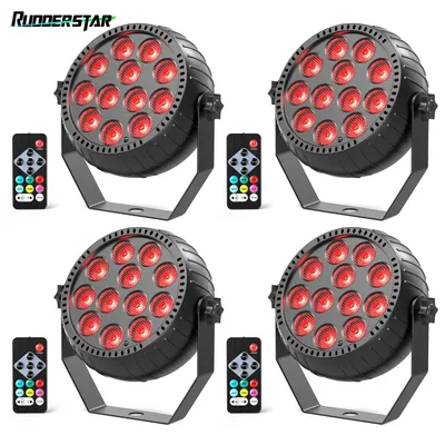 4PCS RGB Disco DJ Lights Wireless Rechargeable Par Lights 12LEDs Mini Stage Light for Party Bar Club Wedding Birthday Theater