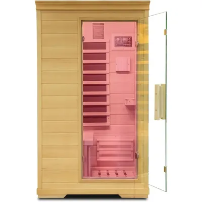 Infrared sauna room, one person room, cedar wood, side opening, digital controller Bluetooth speaker sauna room