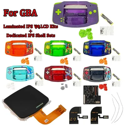 For GBA IPS V3 V4 Pre Laminated Point to Point IPS LCD Screen With OSD Menu Function with Housing Shell Kits for GameBoy Advance