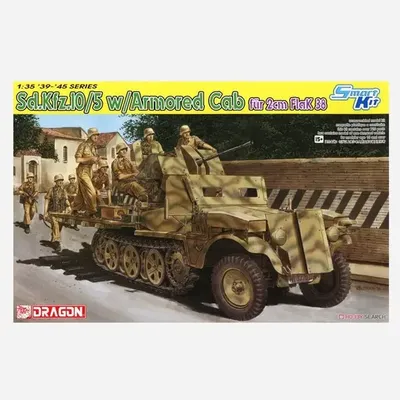 DRAGON Plastic Military Model Kit 6677 Sd. Kfz.10/5 w/Armor Cab for 2cm Flak38 1/35 Assemble Model