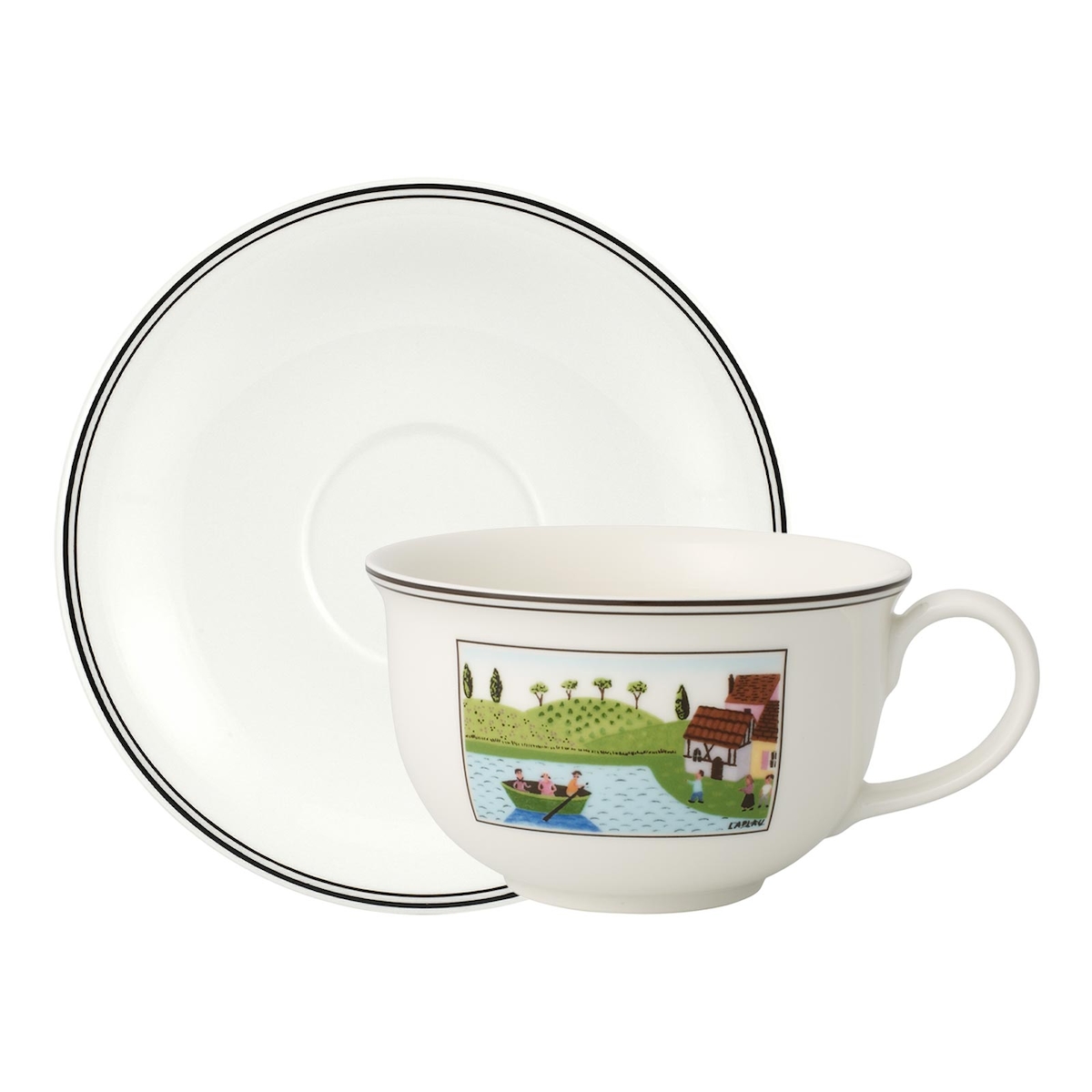 Villeroy & Boch Charm & Breakfast Design Naif Café au lait Tasse mit Untertasse 500 ml Image