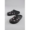 Clog BIO LIFE, Damen, Gr. 36, schwarz (schwarz, rosa), Textil, klassisch, Schuhe, Hausschuh, Homeslipper mit Herzchen-Stickerei - NEUE KOLLEKTION