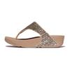 Zehentrenner FITFLOP "LULU MULTI-TONAL GLITTER TOE", Damen, Gr. 42, braun (hellbraun), Synthetik, Glitzer, modisch, Schuhe, Badeschuh, Slides, Sandale mit Glitter