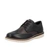 Schnürschuh RIEKER, Herren, Gr. 47, schwarz (schwarz, grau), Glattleder, Lyralochung, casual, Schuhe, Schnürschuh, Business-Schnürer in bequemer Form