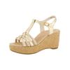 Keilsandalette PAUL GREEN "Paul Green Sandalen Leder", Damen, Gr. 39, grau (platin), Leder, casual, Schuhe