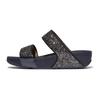Pantolette FITFLOP "LULU MULTI-TONAL GLITTER", Damen, Gr. 39, midnight navy glitter, Synthetik, Glitzer, modisch, Schuhe, Badeschuh, Slides, Sandale mit Glitter