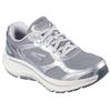 Sneaker SKECHERS "GO RUN CONSISTENT 2.0", Damen, Gr. 38, grau (grau, silberfarben), Leder, Synthetik, Textil, metallic, sportlich, Schuhe, Retro Sneaker, Schnürschuh mit Metallic-Besätzen, Weite G (=weit)