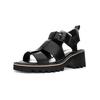 Riemchensandale ARA "Ara Sandalen Leder", Damen, Gr. 39, schwarz, Leder, casual, Schuhe