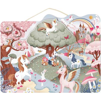 Konturenpuzzle SPEEDY MONKEY "Magnetische Puzzle Einhorn", bunt, Puzzles, KinderB:42cm H:33cm T:1cm, Holz, Motiv, FSC- schützt Wald - weltweit, B:42cm H:33cm T:1cm