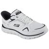 Slip-On Sneaker SKECHERS "TRACK", Herren, Gr. 43, schwarz-weiß (weiß, schwarz), Leder, Textil, casual, Schuhe, Freizeitschuh, Schnürschuh mit Memory Foam
