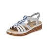 Keilsandalette RIEKER "Rieker Sandalen Lederimitat", Damen, Gr. 39, blau (silber, blau), Lederimitat, casual, Schuhe