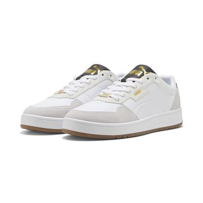 Sneaker PUMA "Court Classic Lux SD Sneakers Erwachsene", Gr. 46, weiß feather gray schwarz, Obermaterial: Kuhleder, Synthetik; Futter: Synthetik, Textil; Innensohle: Textil; Laufsohle: Gummi, Schuhe Image