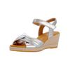 Keilsandalette GABOR COMFORT "Gabor Comfort Sandalen Leder", Damen, Gr. 40,5, silber, Leder, casual, Schuhe