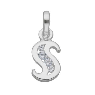 Namenskette ADELIA´S "Halskette - Namenskette mit Buchstabenanhänger S mit Zirkonia", silber, Halsketten, Damen, Silber 925 (Sterlingsilber), Schmuckset mit bis 45 cm stufenlos verstellbarer 925 Silber Halskette Image