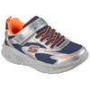 Sneaker SKECHERS "SKECHERS METEOR-LIGHTS", Kinder, Gr. 32, bunt (silberfarben, orange), Lederimitat, Textil, kontrastfarbene Details, metallic, sportlich, Schuhe, Klettschuh mit Blinkfunktion, Größenschablone zum Download