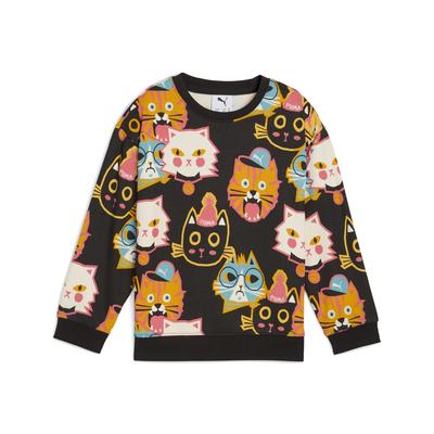 Sweatshirt PUMA "Moody Cat Sweatshirt Kinder", Kinder, Gr. 110, schwarz, 68% Baumwolle, 32% Polyester, relaxed fit, Rundhals, Langarm, Sweatshirts Image