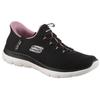 Slip-On Sneaker SKECHERS "SUMMITS", Damen, Gr. 38, lila (schwarz, mauve), Textil, kontrastfarbene Details, sportlich, Schuhe, Freizeitschuh mit Slip-ins