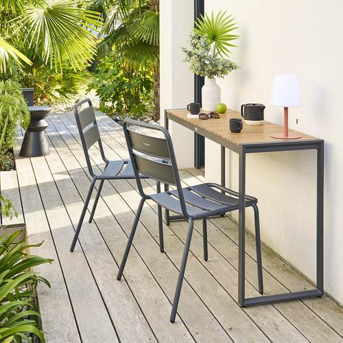 Console de jardin LENSIA Graphite Eucalyptus 132,9 x 42 75 cm - Aluminium traité époxy, certifié FSC® Hespéride