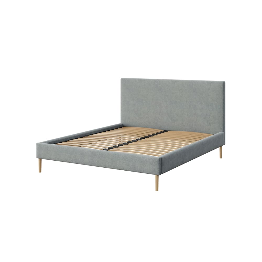 Lit avec sommier à lattes gris 160x200