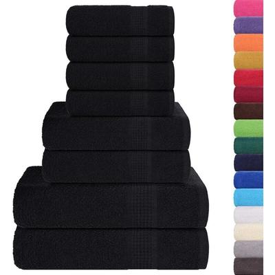 8-tlg. Handtuch-Set Schwarz 360 g/m² 100% Baumwolle Vidaxl Image