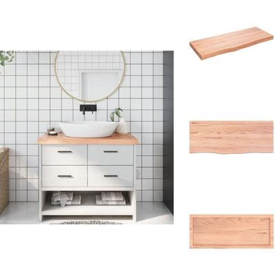 Waschtischplatte Hellbraun 100x40x(2-6) cm Massivholz Behandelt - Eichenholz Platte - Holz Image