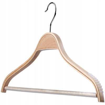 Kleiderbügel aus Holz mit eingekerbten Schultern, Hosensteg, platzsparende Garderobenbügel für Image