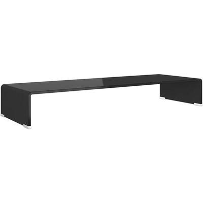 vidaXL TV-Tisch/Bildschirmerhöhung Glas Schwarz 90x30x13 cm Image