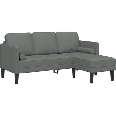 Sofa 3-Sitzer L-Form Dunkelgrau 160 cm Stoff Vidaxl Image
