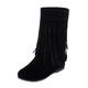 Western Boots Women's Fringe Cowboy Ankle Boots Women's Suede Knee High Boots Low Heel Overknee Boots Half Shaft Slip Boots Non-Slip Winter Boots Elegant Riding Boots, Black (black 6), 6 UK