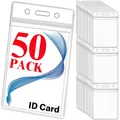 Porta badge con nome per carta d'identità trasparente impermeabile Robusto porta carte verticale spesso Custodia per accessori per ufficio scolastico