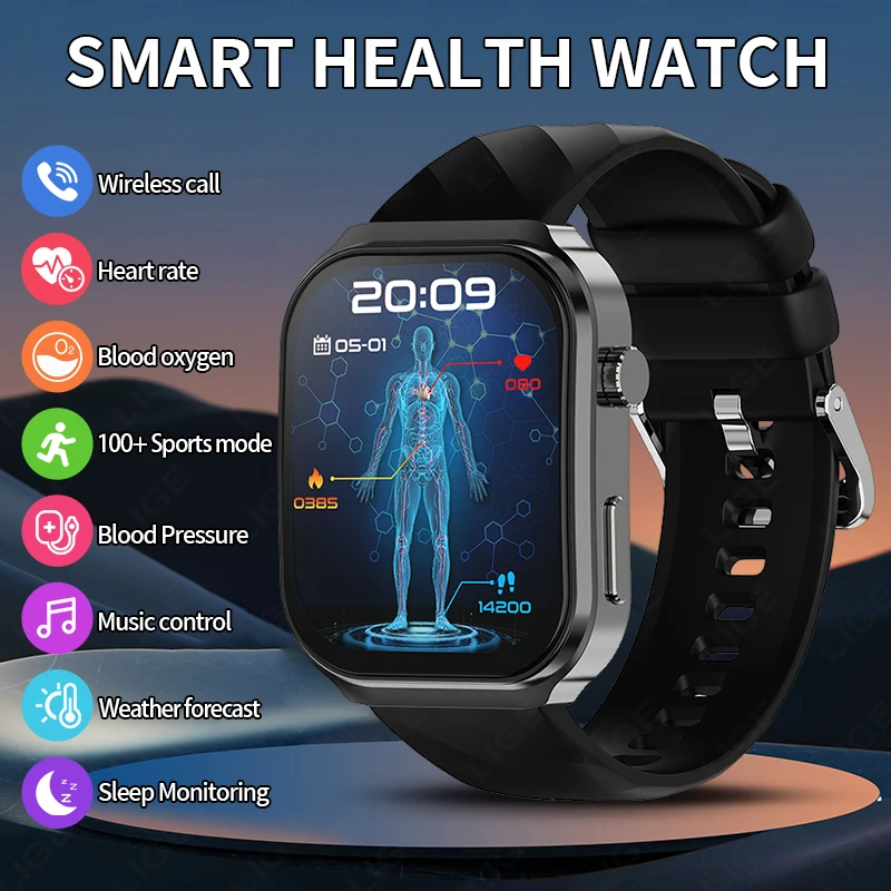 LIGE 2025 Neue Gesundheit Smart Uhr Frauen Blut Lipid Harnsäure Temperatur Überwachung Bluetooth Anruf Blutdruck Smartwatch Männer Image