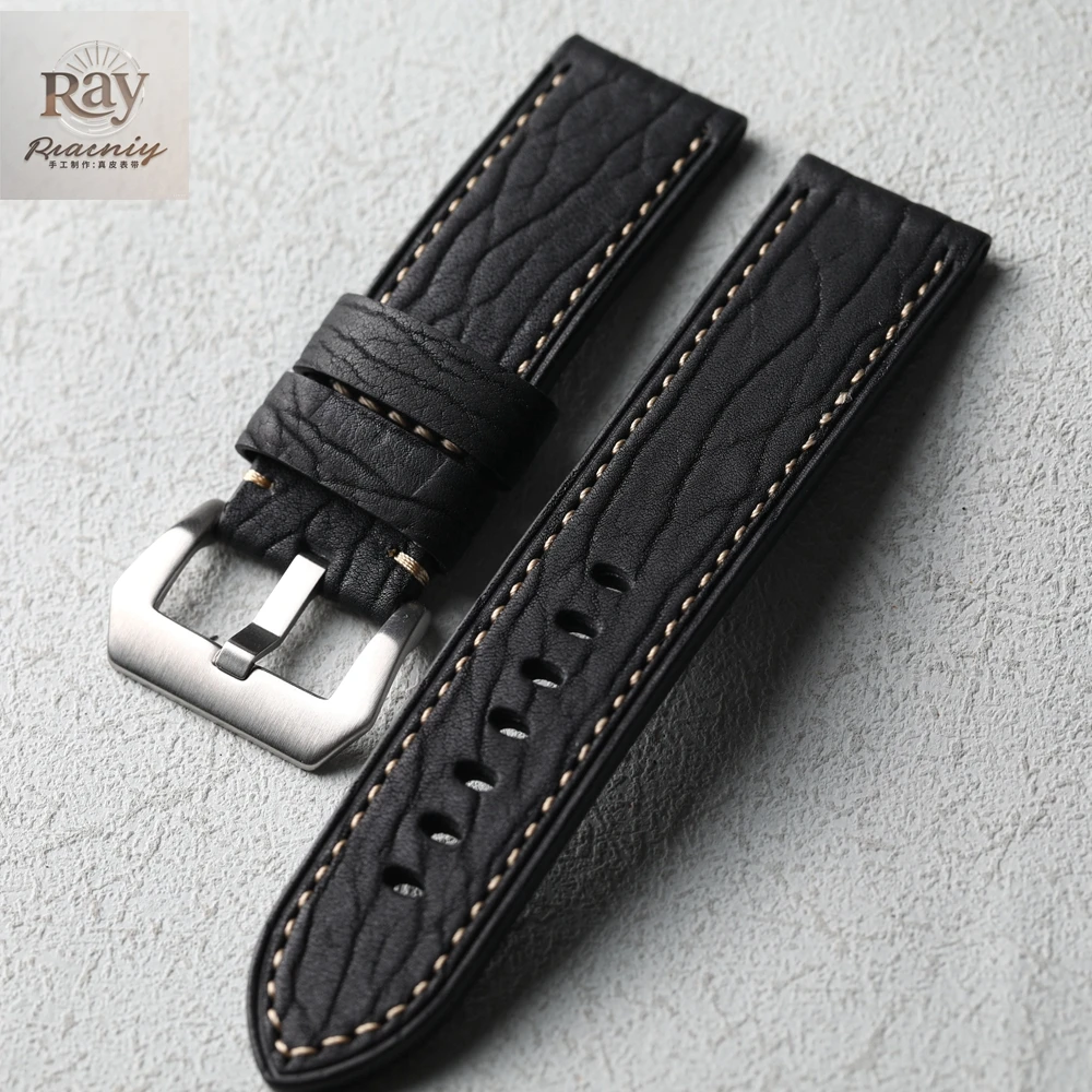 Handgefertigtes Brack-Rindslederarmband, 20 mm, 22 mm, 24 mm, echtes Lederarmband, kompatibel mit PAM Retro-Mechanikarmband Image