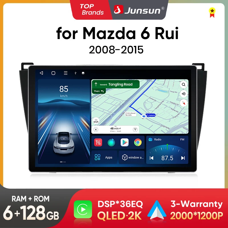 Junsun x7 pro 11.5 "2k ai Stimme drahtloses Carplay Android Auto Autoradio für Mazda 6 Rui Gh-Multimedia Autoradio Image