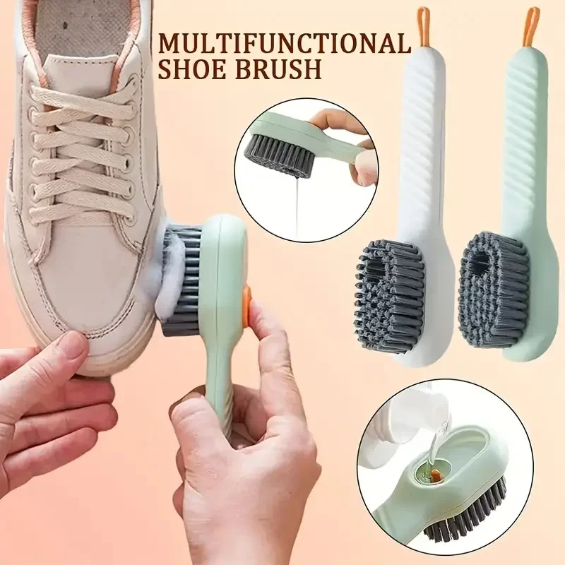 1pc/2pcs Multifunktions Reinigung Schuh Pinsel Weiche Automatische Flüssigkeit Schuh Pinsel Langen Griff Kleidung Seife Pinsel mit Haken Sauber Werkzeug Image