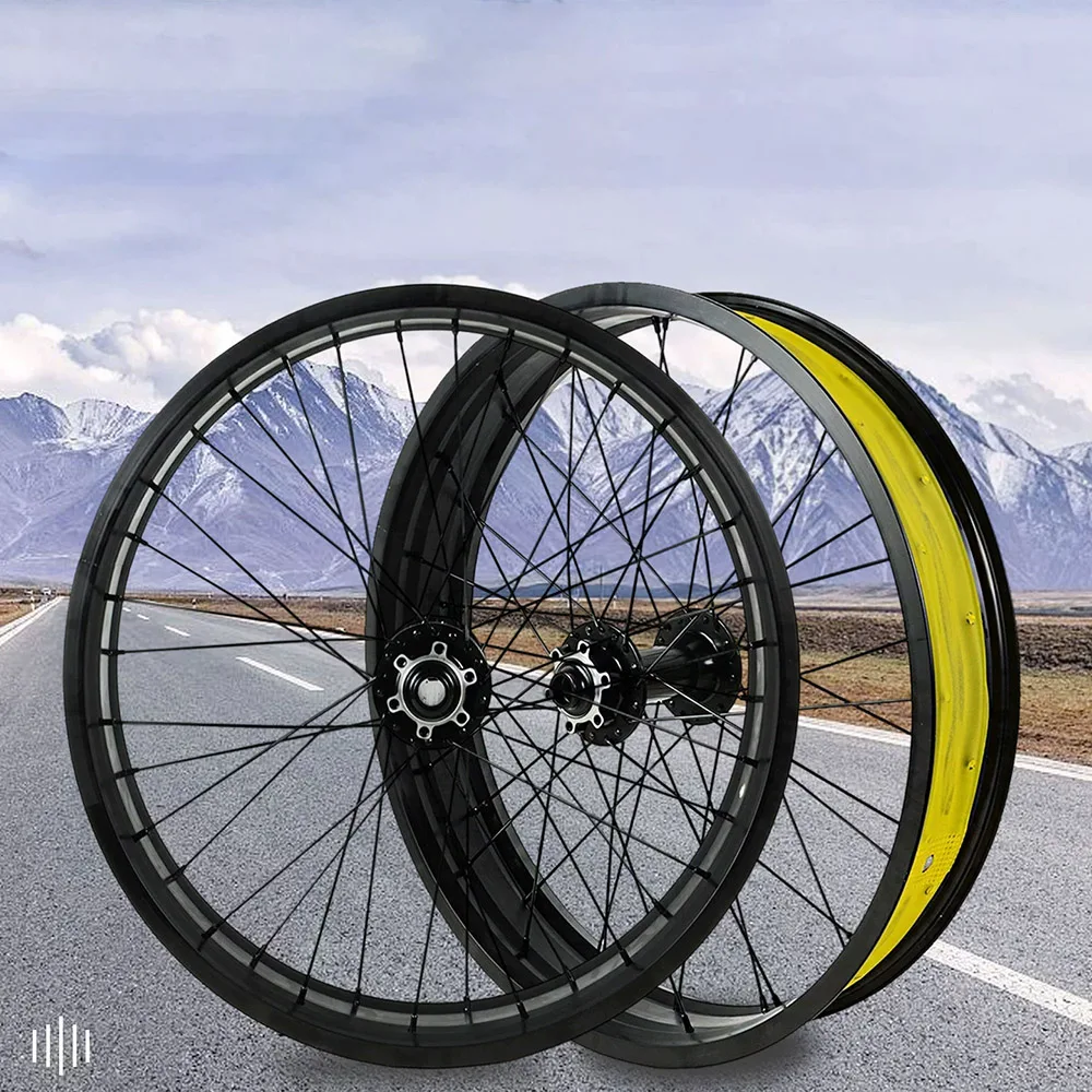 Set di ruote per bici da neve invernale Set di ruote per bici grasse in lega di alluminio 26x4.0 Ruota anteriore da neve 32/36H per biciclette da 20/26 "Spaziatura del mozzo da 135 mm