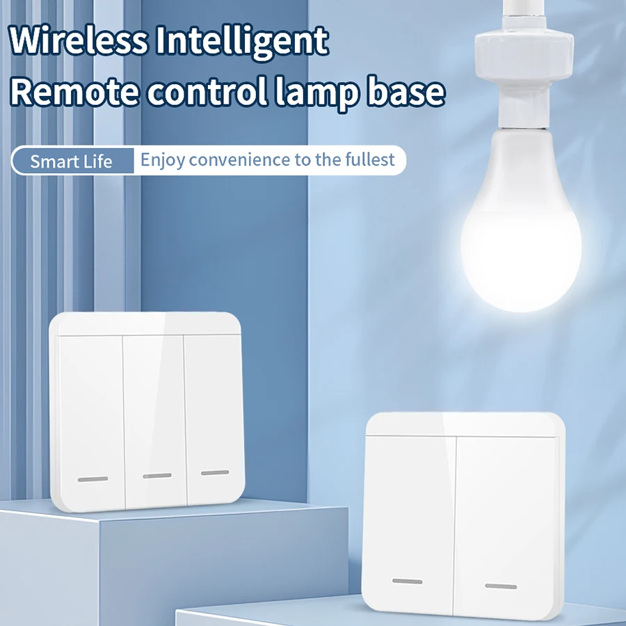 RF433MHz Wireless E27 Lampensockel Bedienfeldschalter Universal Fassung Schlafzimmer Lager Wohnzimmer Mobilität 86-265V Glühbirne Image