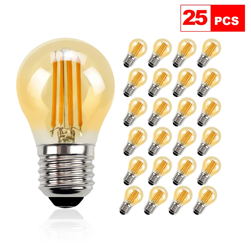 Grensk 25 Teile/los Led Filament Edison Birne E27 G45 Mini Globe 4W Dimmbare Vintage Led Lampe 2700K Warm weiß Für String Glühbirne