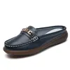 Leder Damen rutsch feste leichte weiche Sohlen Damen flache Schuhe große Größe 35-44 Damen Slipper halben Slipper