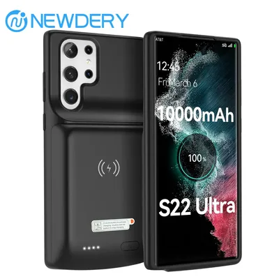 NEWDERY Wireless Battery Case For Samsung Galaxy S22 Ultra Battery Charger Case Portable Power Bank Charging External Battery
