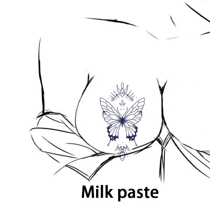 Kräutersaft-Schmetterlingsmuster, sexy Brust-Tattoo-Aufkleber, wasserdicht und schweißfest, temporärer Einweg-Aufkleber Image