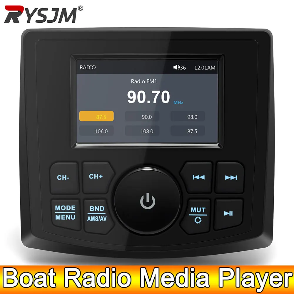 AD MP5 Marine Radio Boot Stereo Bluetooth-kompatibel FM AM Digital Media Audio Player Wasserdicht Für Yacht ATV UTV golf Warenkorb Image