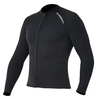 Men Women Wetsuit Jacket 2mm Neoprene Tops Long Sleeve Black Grey For Kayak,Skin Dive, Surfing Suit, Diving Gear