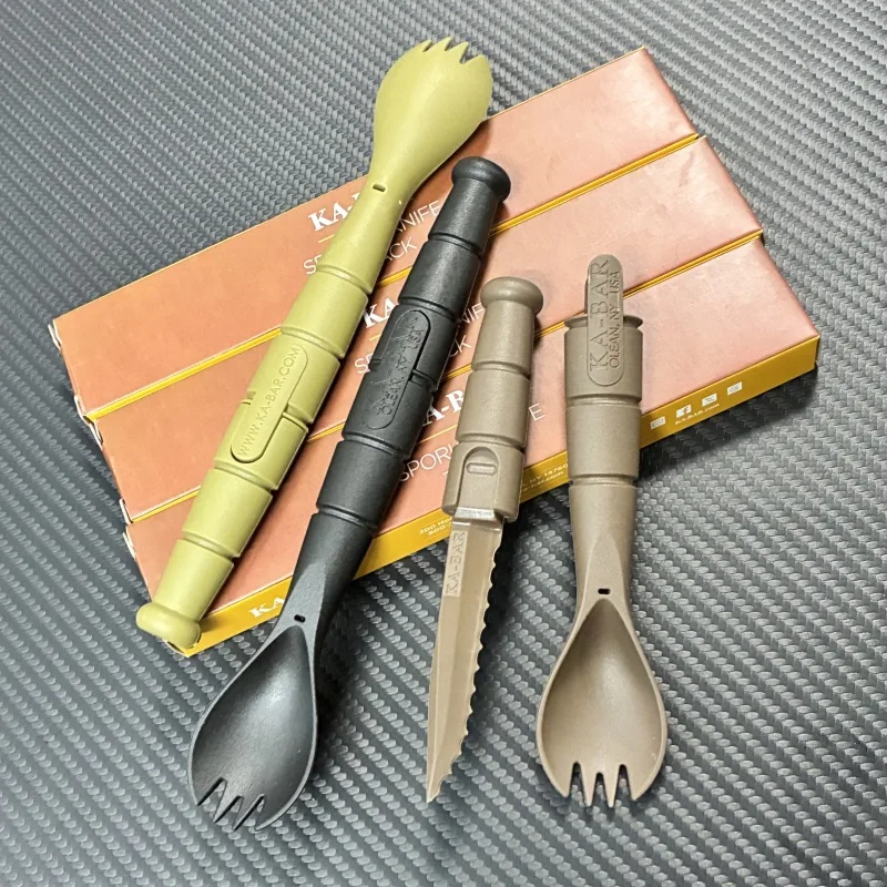 Taktisches Mini-Besteck-Set, EDC, Outdoor-Multifunktionswerkzeug, Gabel, Löffel, Messer, Combo, Camping, Wandern, unverzichtbare Ausrüstung Image