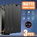 3 pezzi protezione schermo privacy opaca a copertura totale per iPhone 16 Pro Max 15 14 13 12 11 16e Plus Mini X XR XS Max vetro anti-peeping