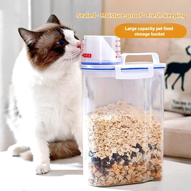 1.5 kg/2 kg récipient de stockage des aliments pour animaux de compagnie bac de nourriture pour chat hermétique résistant à l'humidité seau de nourriture pour chien récipient de nourriture pour